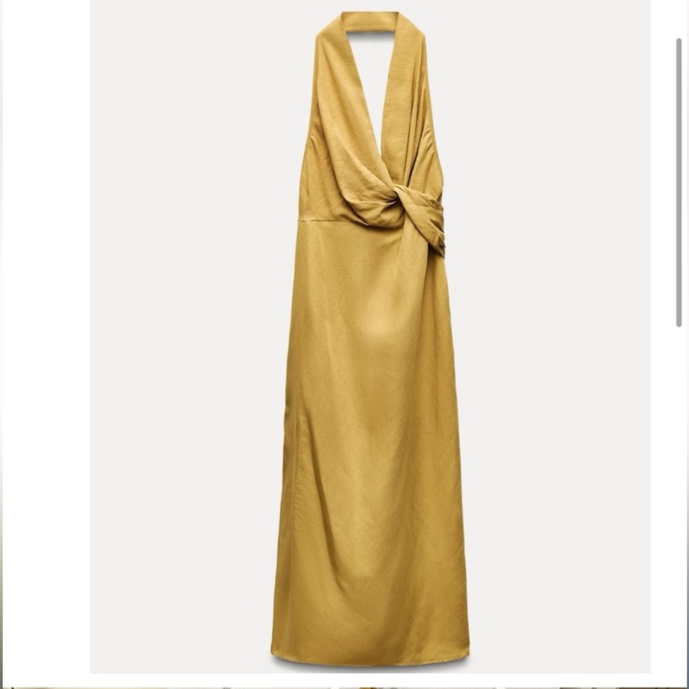 🌺ZARA NWT LINEN 2024 COLLECTION HALTER DRESS ZW COLLECTION Small - Picture 4 of 11